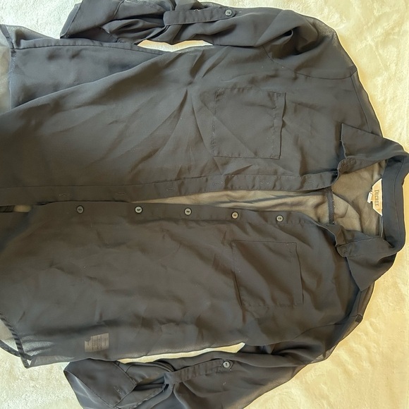 Black Button-Up Sheer Blouse - Picture 2 of 3